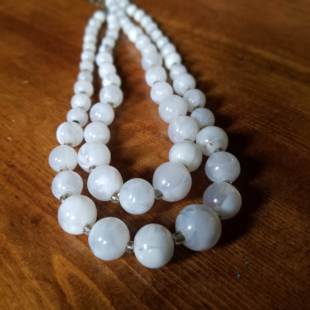 Two-strand faux pearl necklace